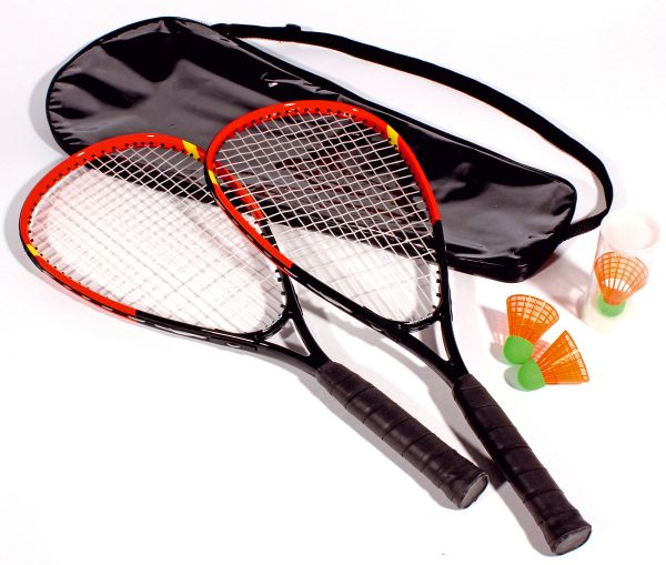 Bandito Speed Badminton Set 2 Schläger Turbo Rapid Federball 3 Federbälle Hülle 